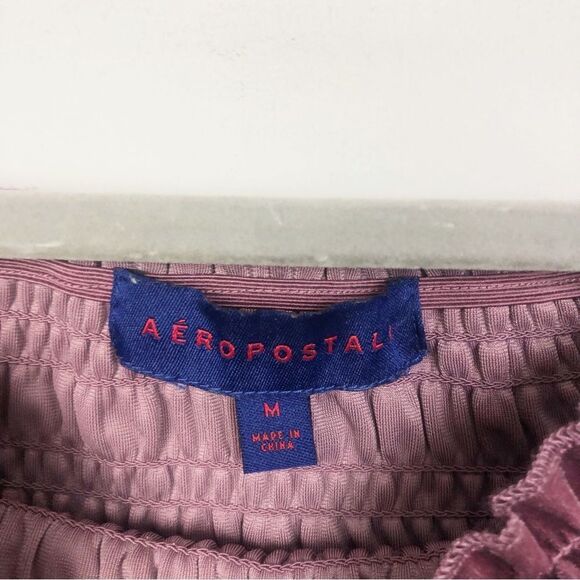 AEROPOSTALE | Dusty Purple Off the Shoulder Smocked Velvet Top Women’s Size M - Picture 5 of 8